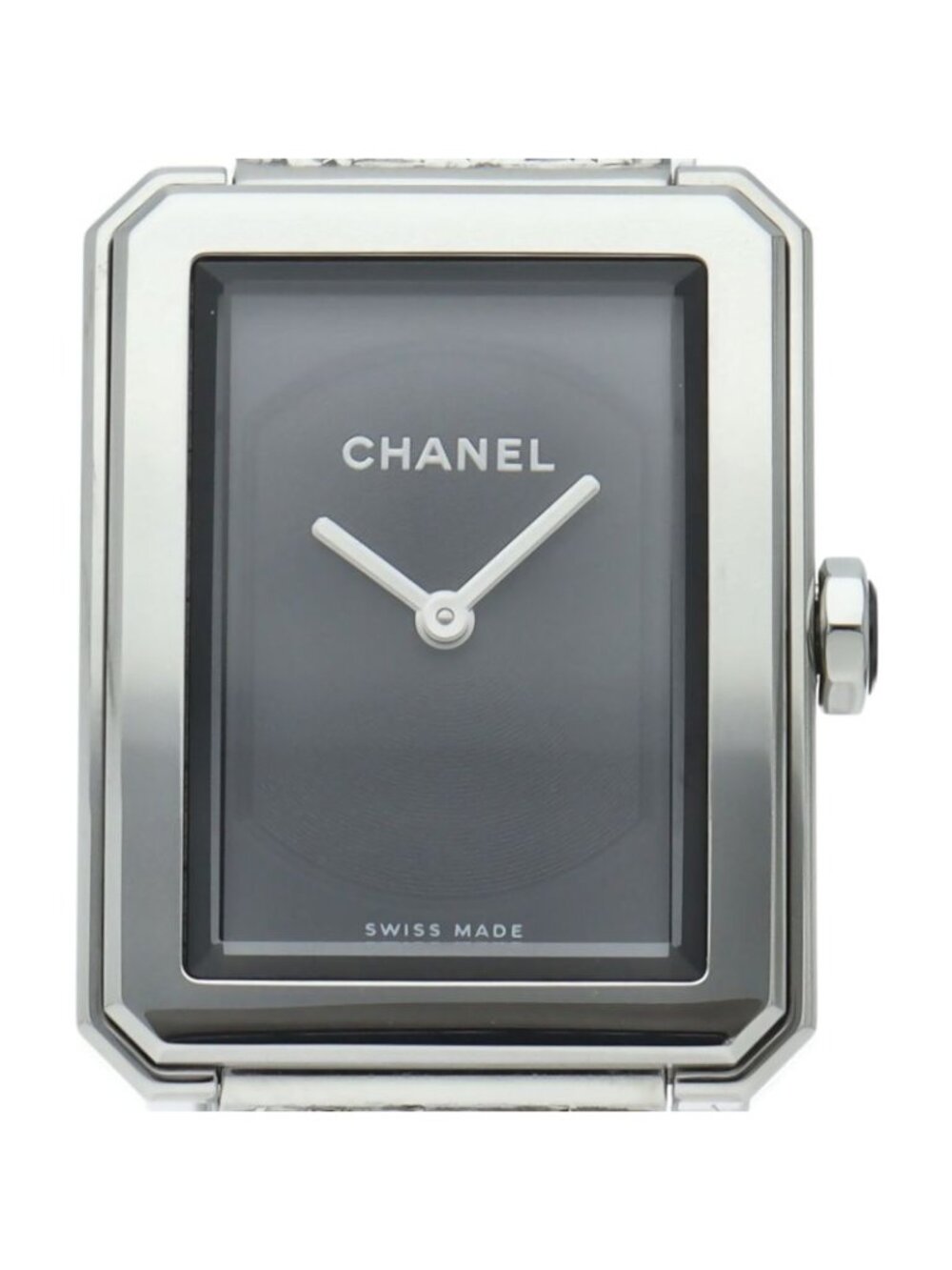Chanel Boyfriend Tweed Watch Box SS Black Polished Medium
